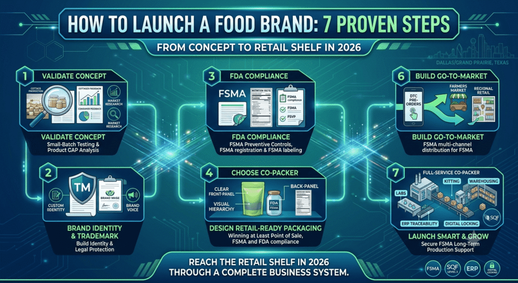How to Launch a Food Brand: 7 Proven Steps from Concept to Retail Shelf in 2026 1 how to launch a food brand 7 steps concept to retail 2026