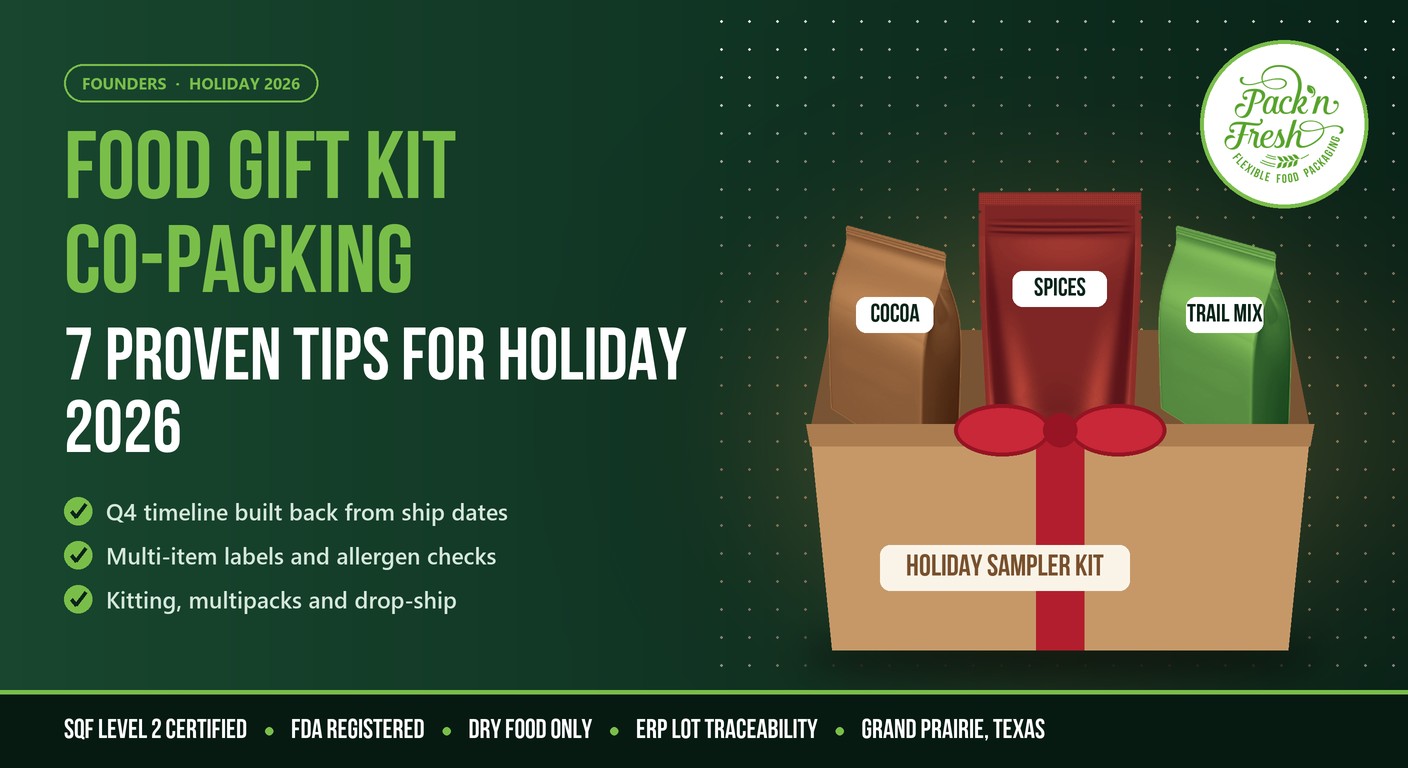 food gift kit co-packing holiday sampler boxes with spice and snack pouches