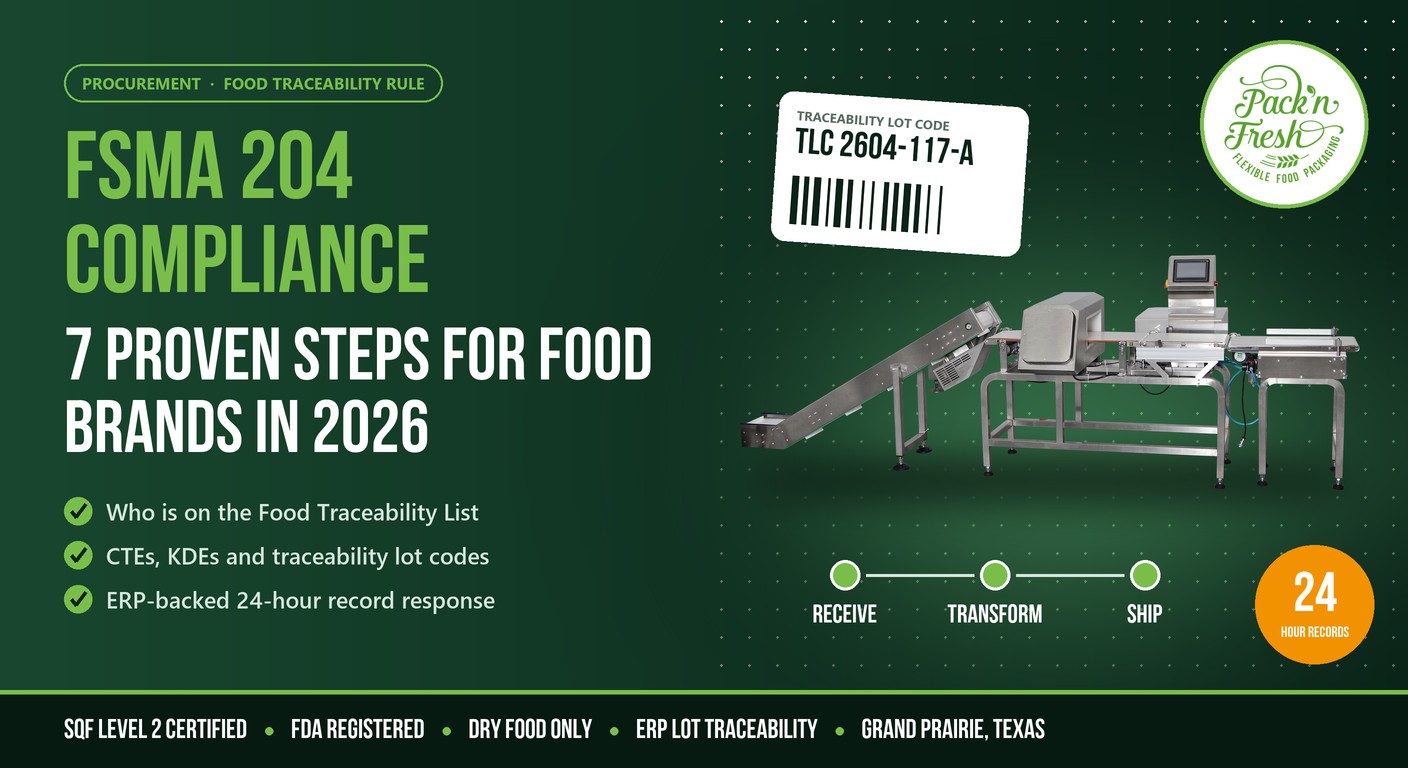 FSMA 204 compliance food traceability lot codes dry food co-packer